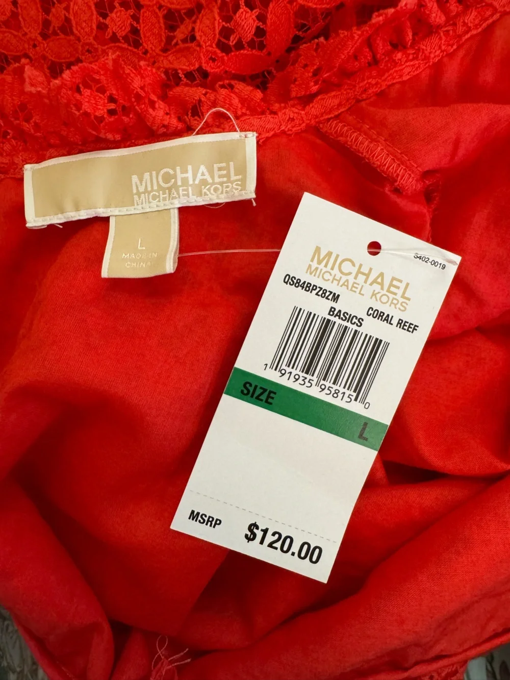 Michael Kors Corral  Lace‎ Mock-Ruffle Neck Blouse